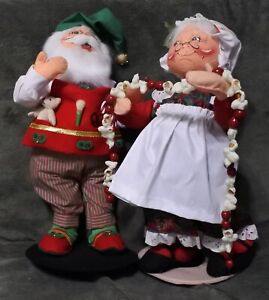 Annalee 20" Santan Holding Plane & Mrs Claus w/Popcorn Strand Lot of 2