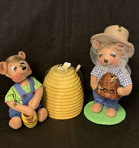 Annalee 7" Baby Honey Bear w Honey Jar  Annalee 7" Dad Honey Bear 260819 261019