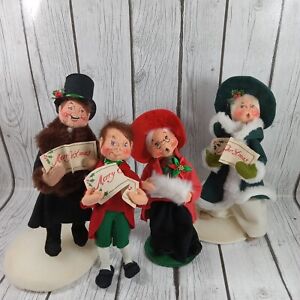 Annalee Mobilitee Christmas Carols Lot of Four Singing Chorus Vintage Dolls