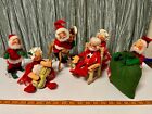 7 Vintage Annalee Mobilitee Dolls 1971 Christmas Santa Mrs Clause Dear LOT