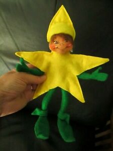 Rare Annalee 2010 75th Anniversary Christmas Elf Star Yellow 9" Doll Pose-able