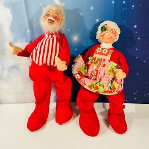 Vintage 1970 Annalee Mr. & Mrs. Santa Christmas Mobilitee Doll 18" with Tag