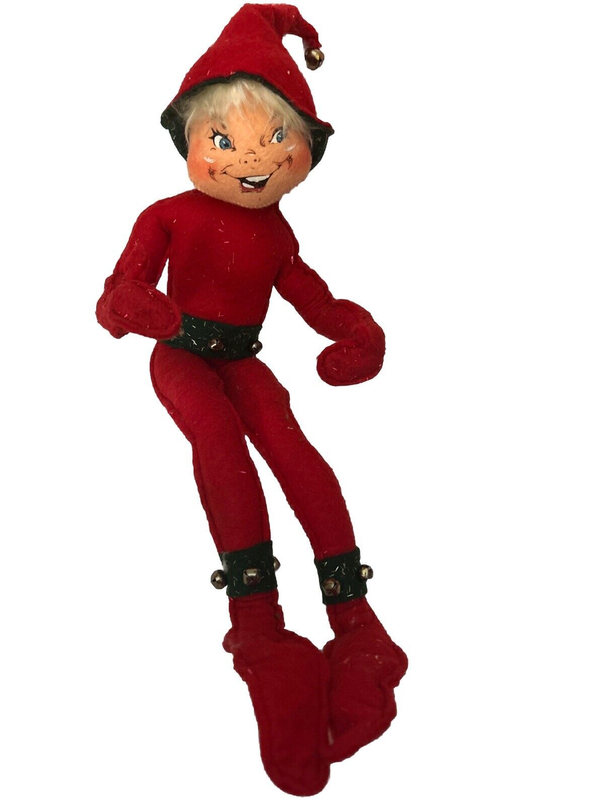 Annalee Doll 2006 Red Christmas Elf Harlequin Pixie Large Posable 18" Tall