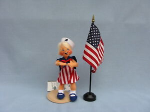 7" ANNALEE PATRIOTIC GIRL WITH SAILOR HAT - 984500 MADE IN USA - NEW