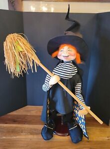 Vtg Annalee Mobillitee Doll Halloween LARGE 30” Witch Girl With Broom