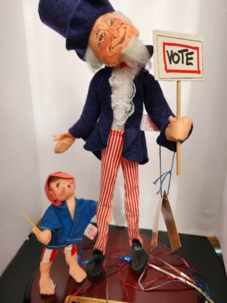 Annalee Patriotic Ltd. Ed. Uncle Sam Folk Hero on Wooden Base
