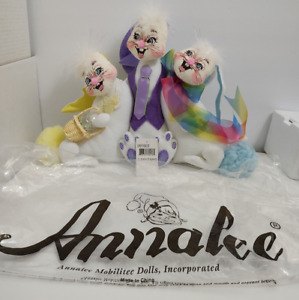 Annalee Mobilitee Dolls 12" BUNCH OF BUNNIES 2003 Easter Rabbits Plush Bag Tag