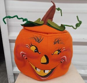 Vintage 1993 AnnaLee Mobilitee 14" Halloween Large Pumpkin Candy Holder