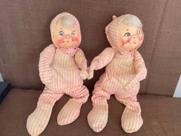 Vintage Annalee Christmas Kids Mobilitte Doll 1971 Antique Both 17"HX7"W