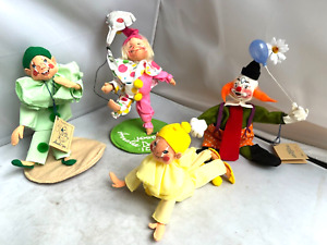 Annalee Dolls Clown Harlequin Circus,Helium Balloon,yellow tags, bags, Good Cond