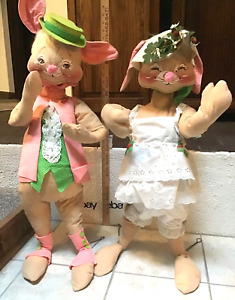 AnnaLee Mobilitee Doll Vintage Easter Mr. & Mrs. Easter Bunnys Large 30 IN