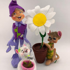 Annalee Poseable Dolls Set of 3 Lavender Elf Catnip Kitty Just Because Mouse '16