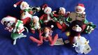 Vintage Lot 8 AnnaLee Mobilitee Christmas Dolls Santa & Mrs Claus Mice Elf