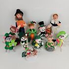 Lot Of 11 Annalee Dolls Christmas Halloween Saint Patrick Mouse Pumkin Pilgrim