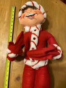 Annalee Red Peppermint Twist Christmas Elf Posable Wire 30 Inch Large