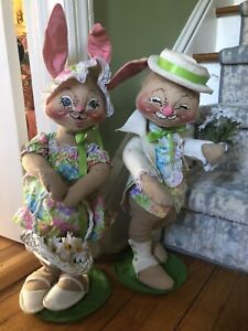 Vintage ‘91 Annalee Mr. & Mrs. Easter Bunny Dolls 18-20”