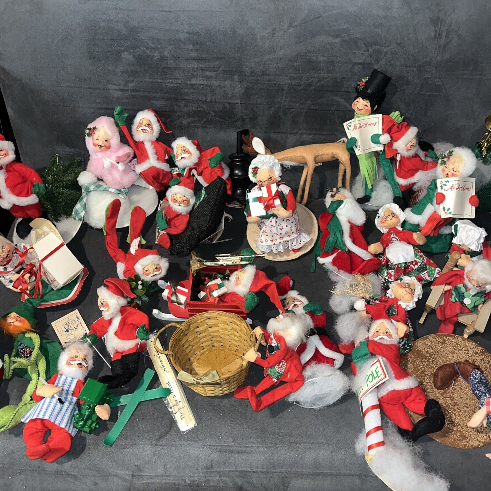 Annalee Lot of 32 1980's-2000's Christmas Santa Mrs Claus Singers Lot