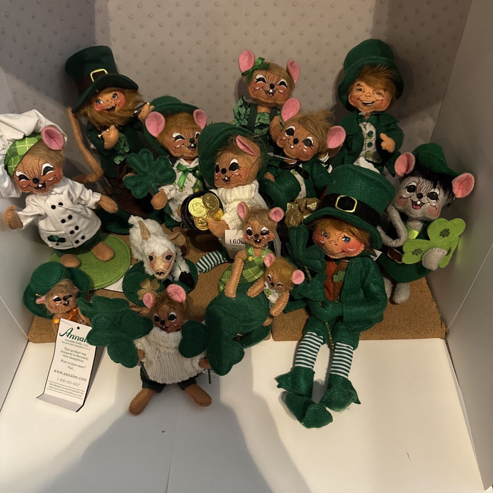 Lot Of  13 Annalee Dolls St Patrick’s Day Set.  All With Tags But 2 (last photo)
