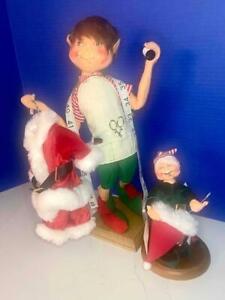 Annalee 14" SANTA'S TAILOR ELF and 5" TAILOR'S ELF HELPER, Doll Set, 2002, NEW!
