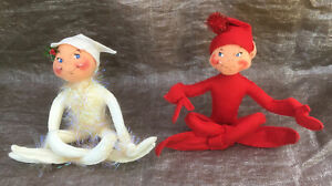 Red and White Annalee Christmas Elves Elf 14-inches tall 2002