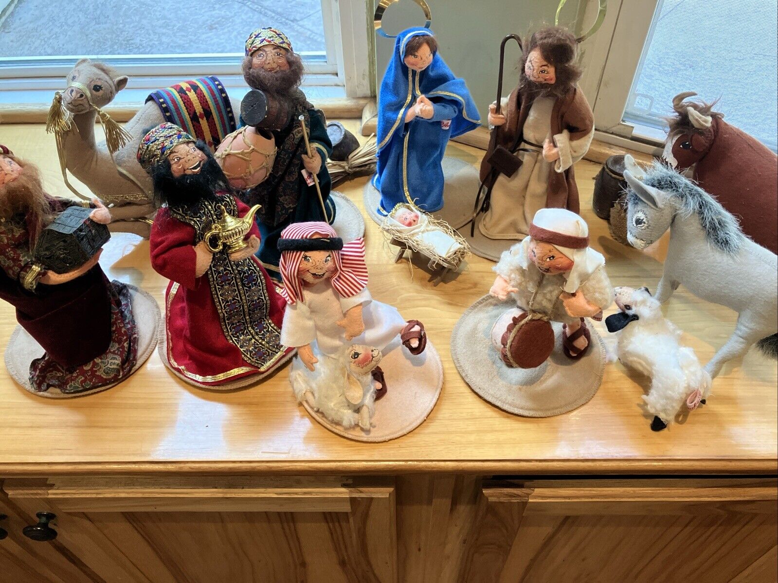 1990's Annalee Nativity Set Jesus Mary Joseph 3 Wisemen  Shepherds and Animals