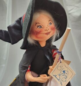 Vintage Annalee Witch Doll Large Flying Broom Halloween Poseable 1989 20" 3008
