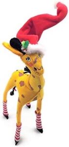 Annalee 2010 Christmas Giraffe w/ Santa Hat & Candy Cane Stockings  12" Tall NWT