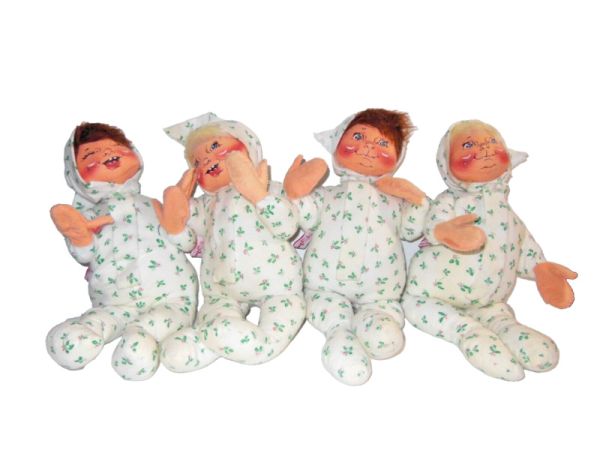 Annalee 12" Christmas Pajama Kids, Lot of 4!! Vintage Annalee Babies