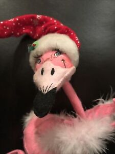 Annalee Dolls 16” Christmas Flamingo With Wreath 2006 USA