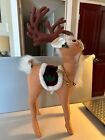 Annalee Handmade Christmas Reindeer SUPERSIZED 32" TALL Holly Berry, Gold Braid