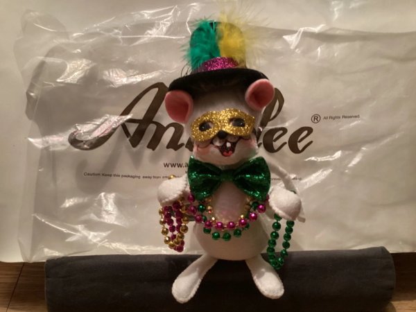 Annalee 2019 6" Mardi Gras Mouse Boy Doll Used Anna Bag Tags #100 Of 100 Signed