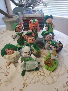 8 Annalee St. Patrick's Day Felt Mice Dolls NWT All Different Lot 2