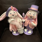 Annalee Dolls 12" Easter Parade Bunny Couple Pink/Lavender Elegant Bunnies 2008