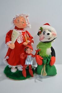 Vintage Annalee Bedtime Mrs. Claus Panda Bear Poseable Elf Christmas Home Dolls