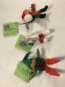 Annalee Lot Of 3 Christmas Ornaments 3”  Elf Caroler Snowball