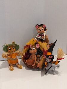 Vintage Lot of 3 Annalee Fall Halloween Thanksgiving Mouse Dolls 2007-08
