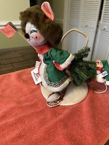 Original Annalee Dolls Christmas Mouse With Tree & Little Mouse 1998 Limited Ed
