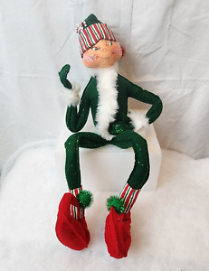 ANNALEE DOLLS Mobilitee 22" CHRISTMAS Green Candy Cane ELF 2005 Posable Doll