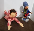 Vtg Annalee Christmas Mobilitee Dolls, Child In PJs & Drummer Boy, Poseable