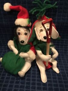 Annalee Dolls 6” Santa Pup & Snow Fun Sled Dog~2 Christmas Doggies