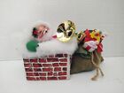 Annalee Christmas Doll Santa Claus Going Down Snowy Chimney with Bag of Toys