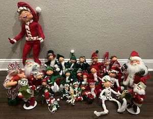 ANNALEE DOLL LOT OF 30 INCLUDING SANTA, ELVES, SNOWMEN, MRS. CLAUS, MICE