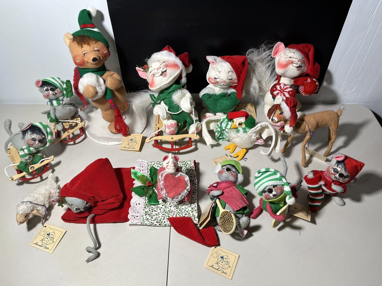 Vintage80s-90s Annalee Dolls Lot Of  14 Christmas Animals, Reindeer, Mice + More
