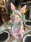 Vtg 1994 Annalee Mobilitee Easter Parade 20" Large Rabbit Girl Hat Doll Poseable