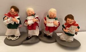 Vintage Annalee Christmas Choir Caroler Boy & Girl Figurine Doll Set of 4