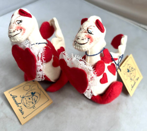 Vtg Annalee Valentine Dragons w/TAGS 1990 Heart Love Valentine's Day Lot Bags