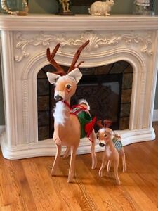 Vintage Annalee Doll Large and Small REINDEER with Saddlebags