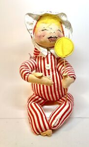 Vintage Early Annalee Doll 1965 XL 22" Baby Lollipop w/ Striped Pajamas & Bonnet