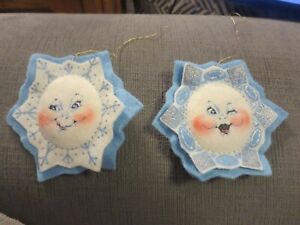 Lot of 2 Vintage 2001 Annalee 4" Snowflake Ornaments