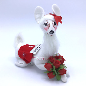 Annalee 2009 Roses For My Deer 9" White Red Valentine 's Day Doll EUC